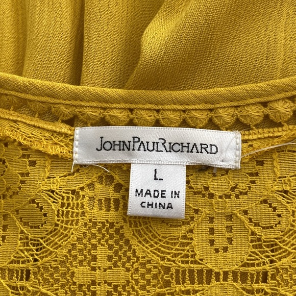 John Paul Richard womens crochet lace mustard yellow boho 3/4 sleeve top size - Picture 10 of 15